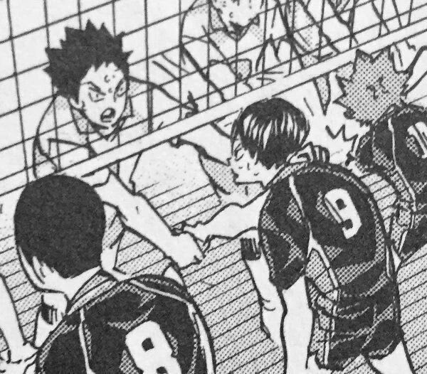 bluekeiji's tweet photo. the hand on tobio’s shoulder 🥹 if you think about it, iwaizumi was probably the most supportive teammate kageyama had before joining karasuno ☹️ https://t.co/q2J0AeW0Oj