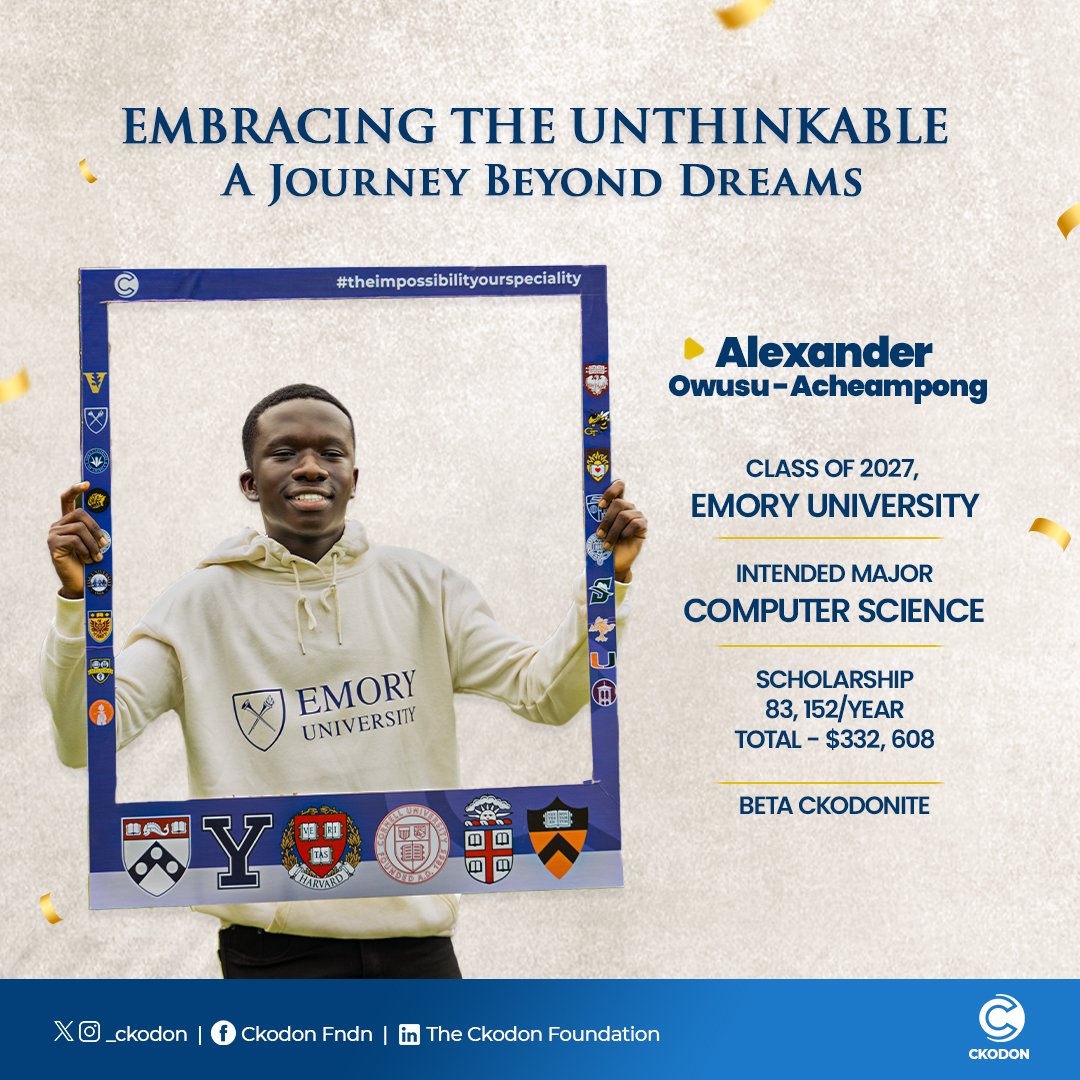 From SAT success to Emory University!
 Follow the inspiring journey of a young achiever who soared with the support of the CKodon Foundation. Join us in empowering more dreams like his.
 Learn more at ckodon.com and support us at gofund.me/fab12b61