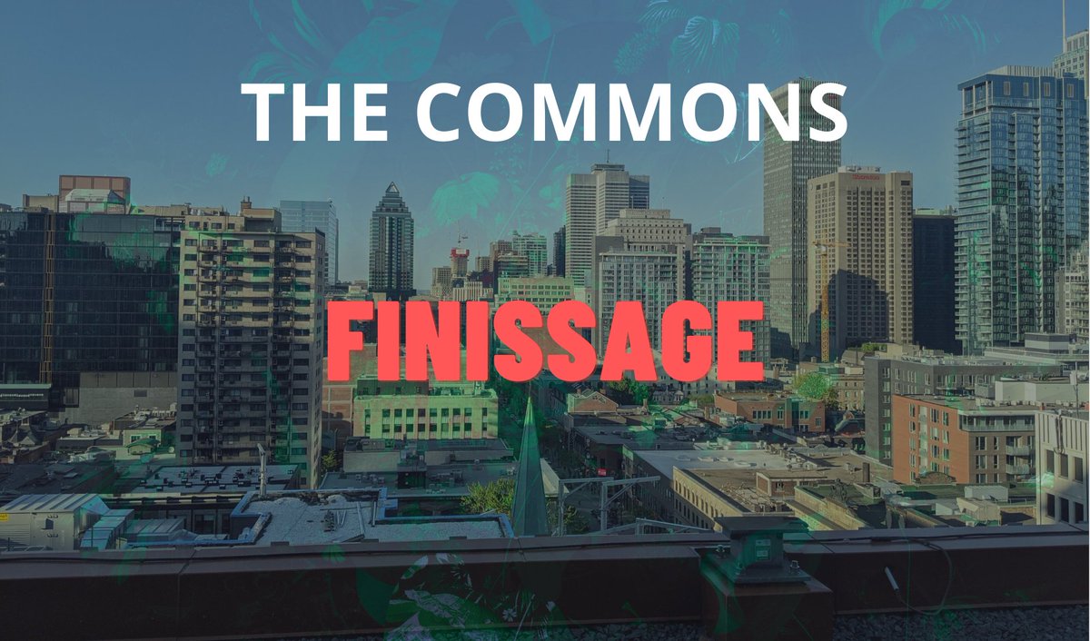 #TheCommons2023 finissage is happening tomorrow at 5:30 PM at the Milieux Terrace, EV Building, 1515 St Catherine, 11th floor, (11. 725)! 🥂🎉
 
Join us to share some drinks and empanadas, as we celebrate this incredible and inspiring week together. 

See you all there!
