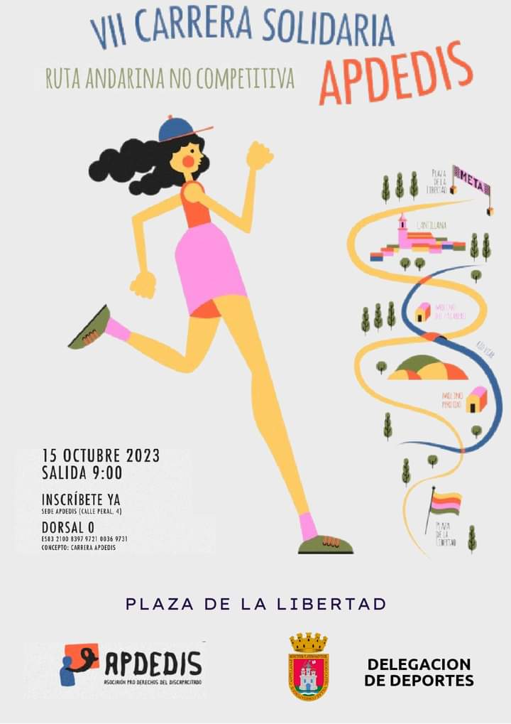 CantillanaViva's tweet photo. 🏃🏃El domingo 15 de Octubre se celebrará la VII Carrera Solidaria Apdedis que organiza el Ayuntamiento de Cantillana junto a @apdedis 
 Ya están disponibles las camisetas solidarias que se podrán adquirir en su sede, situada en  la Calle Peral,4.
+info:☎️ 𝟔𝟐𝟓 𝟏𝟕 𝟖𝟎 𝟔𝟒 https://t.co/vAFNuDbSsz