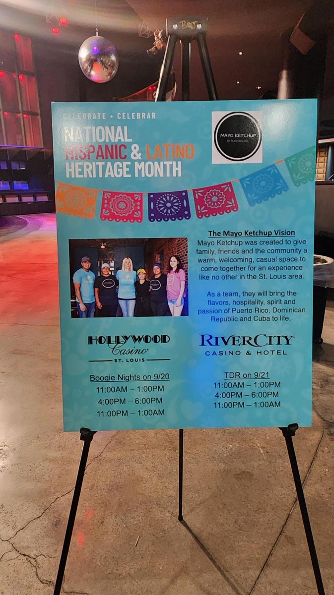 HollywoodSTL's tweet photo. Happy #NationalHispanicHeritageMonth! 💙 In celebration of National Hispanic &amp; Latino Heritage Month we were excited to cater lunch from @MayoKetchupStl for our Team Members.  🎉 https://t.co/rEGW6Yy1Jf