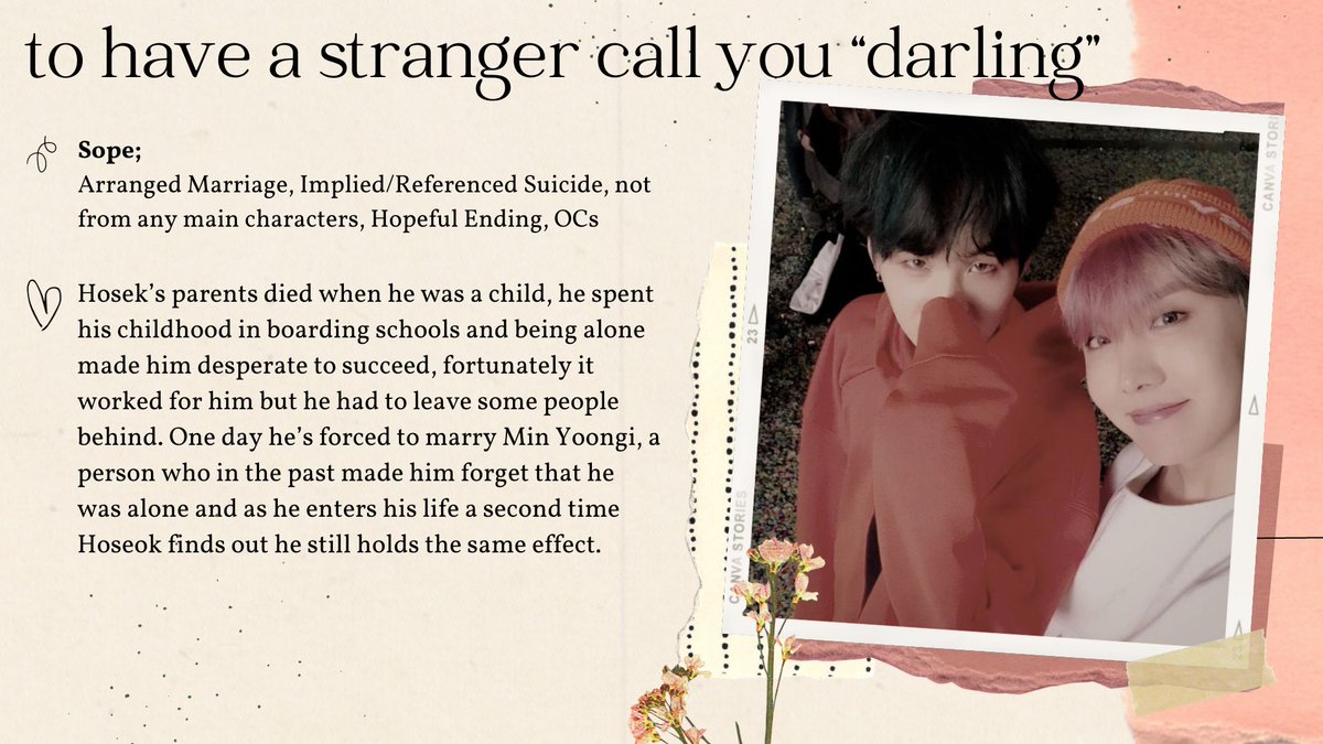 hurtcomfortfest's tweet photo. 🌸 to have a stranger call you "darling" || Sope

✨ M-rated, 12.5k, creator chose not to use archive warnings
🔗 https://t.co/7mGk22CGN8 https://t.co/HTfc1dXAlf