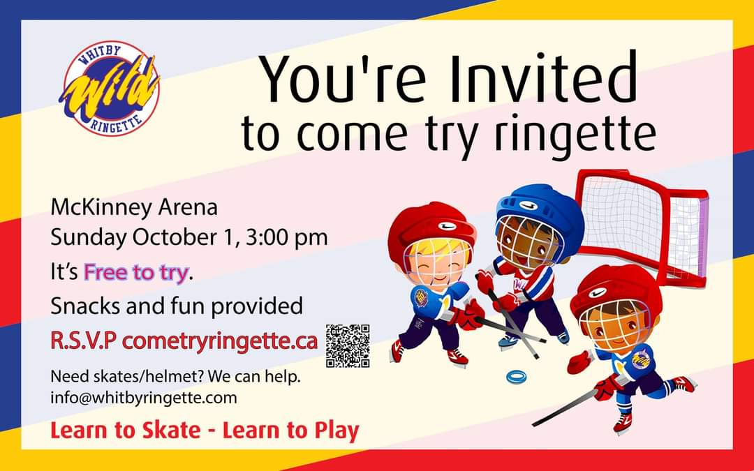 Cometryringette.ca to register for this FREE event! <a href="/RingetteOntario/">Ringette Ontario</a> <a href="/DDSBSchools/">Durham District School Board (DDSB)</a> <a href="/TownofWhitby/">Town of Whitby, ON</a> <a href="/Sport_Durham/">Sport Durham</a>