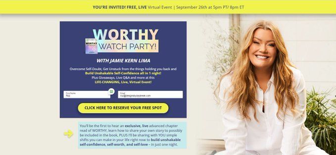 Check out @JamieKernLima's Worthy Watch Party REPLAY
worthy.live 

Jaime NEVER disappoints! Get your favorite beverage and dig in. Don't forget your notepad!
#RozSpirations #WorthyWatchParty #WorthyBook