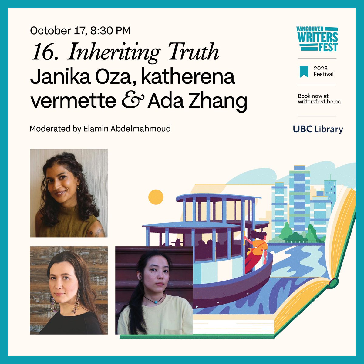 Vancouver Writers Fest (@vanwritersfest) on Twitter photo <a href="/CBCRadioCanada/">CBC/Radio-Canada</a> <a href="/elamin88/">Elamin Abdelmahmoud</a> <a href="/craftingmystyle/">aishaharris.bsky.social</a> @hystericalblkns <a href="/hogans_alley/">Hogan's Alley Society</a> <a href="/Literati167/">Zalika Reid-Benta</a> <a href="/writeoncherie/">Cherie Dimaline</a> <a href="/maxymiw/">Anna Maxymiw</a> <a href="/JenSookfongLee/">Jen Sookfong Lee</a> <a href="/debdundas/">Deborah Dundas</a> <a href="/emmafromtoronto/">emma healey</a> <a href="/AFSulli/">Andrew F. Sullivan</a> Inheriting Truth, Oct 17: books by lauded novelists <a href="/JanikaOza/">Janika Oza</a> @arugulaada & katherena vermette deal with the weight of inheritance, whether it’s inheriting story, self-mythology, or trauma. Presented with <a href="/ubclibrary/">UBC Library</a>.
writersfest.bc.ca/festival-event… <a href="/CBCRadioCanada/">CBC/Radio-Canada</a> <a href="/elamin88/">Elamin Abdelmahmoud</a> <a href="/craftingmystyle/">aishaharris.bsky.social</a> @hystericalblkns <a href="/hogans_alley/">Hogan's Alley Society</a> <a href="/Literati167/">Zalika Reid-Benta</a> <a href="/writeoncherie/">Cherie Dimaline</a> <a href="/maxymiw/">Anna Maxymiw</a> <a href="/JenSookfongLee/">Jen Sookfong Lee</a> <a href="/debdundas/">Deborah Dundas</a> <a href="/emmafromtoronto/">emma healey</a> <a href="/AFSulli/">Andrew F. Sullivan</a> Inheriting Truth, Oct 17: books by lauded novelists <a href="/JanikaOza/">Janika Oza</a> @arugulaada & katherena vermette deal with the weight of inheritance, whether it’s inheriting story, self-mythology, or trauma. Presented with <a href="/ubclibrary/">UBC Library</a>.
writersfest.bc.ca/festival-event…
