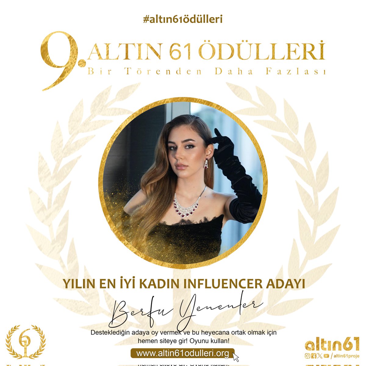 İşte Karşınızda 9.su Düzenlenen Altın 61 Ödülleri'nin 'En İyi Kadın Influencer' Kategorisi Adayları...  altin61odulleri.org adresinden oy kullanabilirsiniz. 🥳

#altın61ödülleri #AlaTokel #AslıGüler #AybükeÇangal #BerfuYenenler