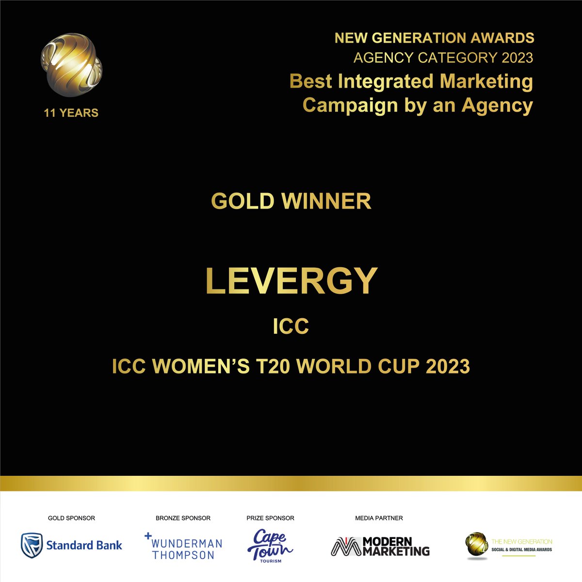 Category: Best Intergrated Marketing Campaign by an Agency Winner: @levergy_sa @ICC Award: Gold Congratulations! #newgenawards