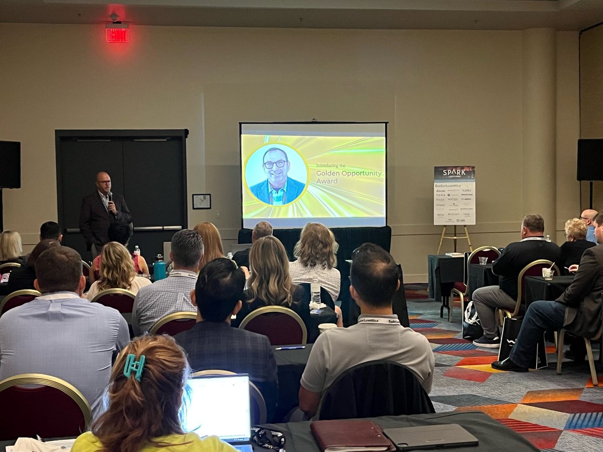OptiPort's tweet photo. The SPARK Conference at #VisionExpo kicked off this morning in Las Vegas! Thank you to all of our member attendees and sponsors! https://t.co/iuAyE5n2tt