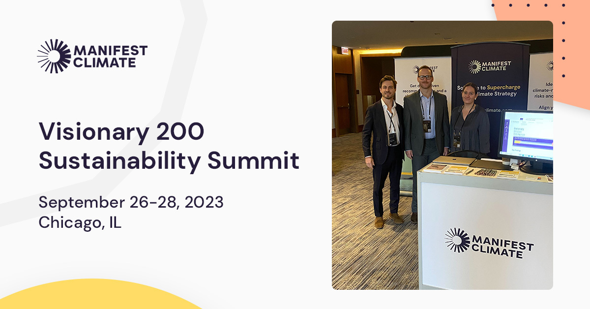 We are at the Visionary 200 Sustainability Summit! Come visit us at our booth &amp; be sure to sign up for our lunch roundtable discussion happening tomorrow. Our experts Jeff &amp; Hailee will discuss how to navigate evolving #climatedisclosure expectations &amp; market practices!