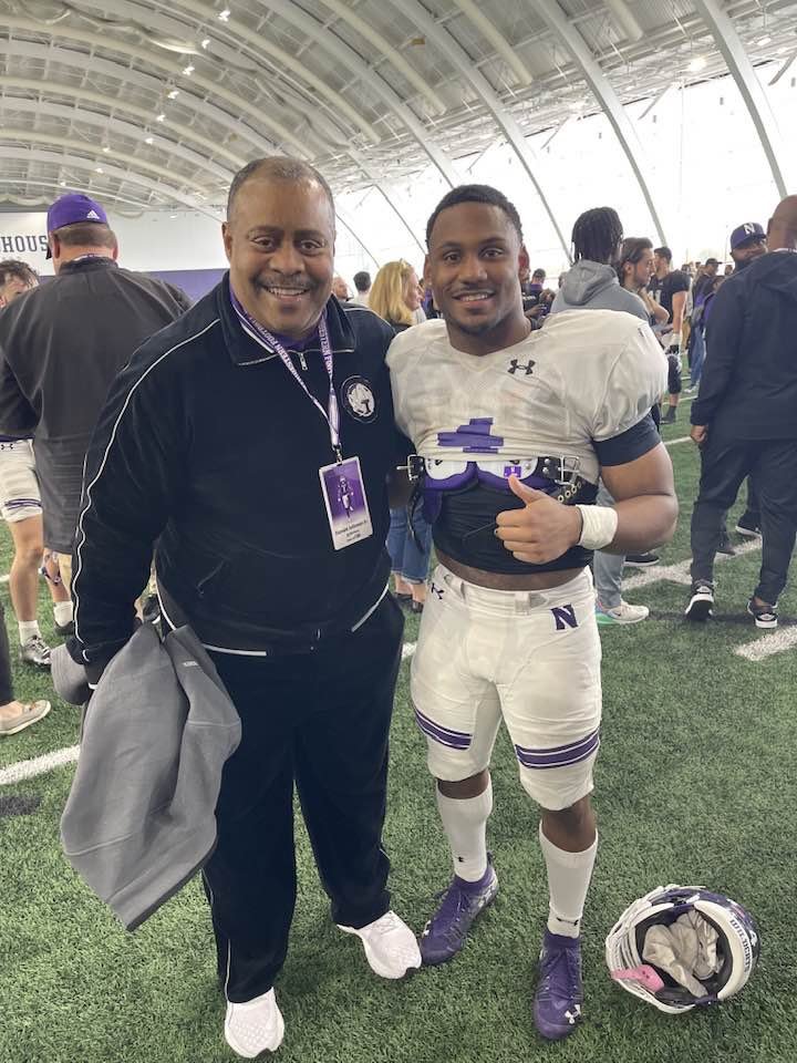 DJ with running back Cam Porter who has lead the Wildcats in rushing the last two games. #NU rushing leader.