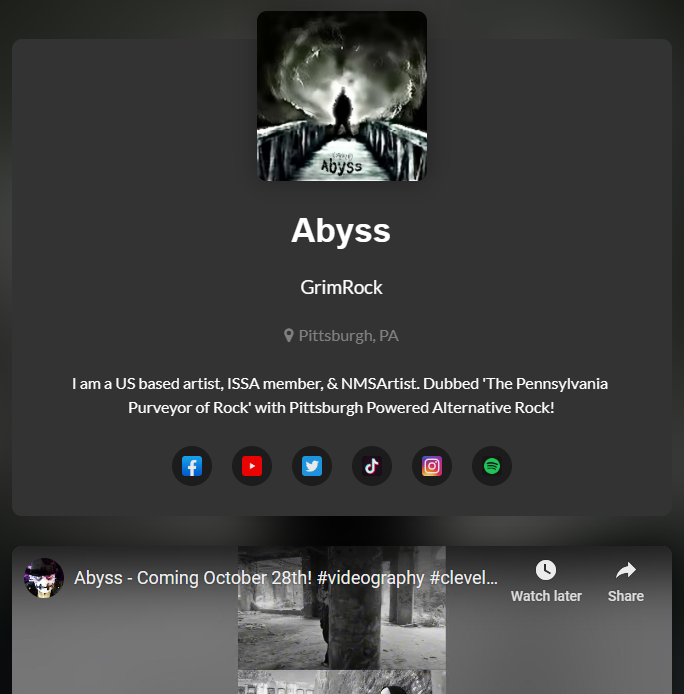 Pre-save it now! Abyss! GrimRock - Music @AngelRae73 - Lyrics Marissa Violence Modeling - Featured Model @canonshooter216 - Photography & Videography @ayenichole69 - Official Cover Art Matt Kirschner - Pine Box Studios - Mixing & Mastering distrokid.com/hyperfollow/gr…