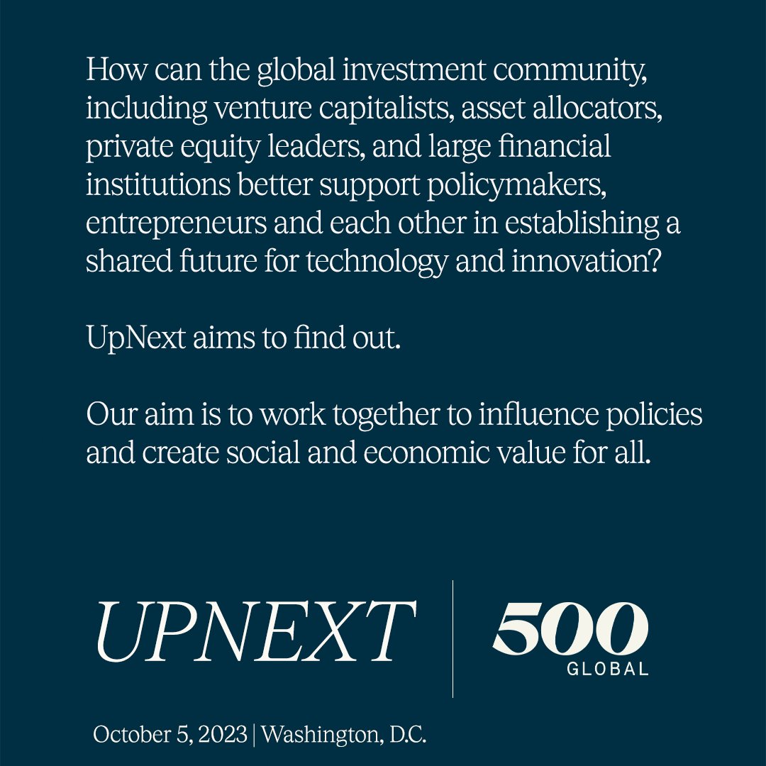Attention innovators, policymakers, &amp; investors! I'll be at the inaugural #UpNext summit with @500Global, where we'll share our insights to help shape the future of business &amp; tech. Excited to share the moment with a dynamic group of influential minds. bit.ly/UpNext_Summit