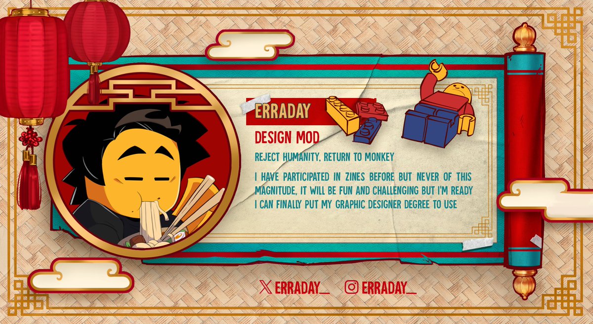LMKTalesZine's tweet photo. Say hello to our artist mods for this zine! They're quite the talented troupe! Why look at what they designed for their cards! #LegoMonkieKid #fanzine https://t.co/xHCPmD3v2D