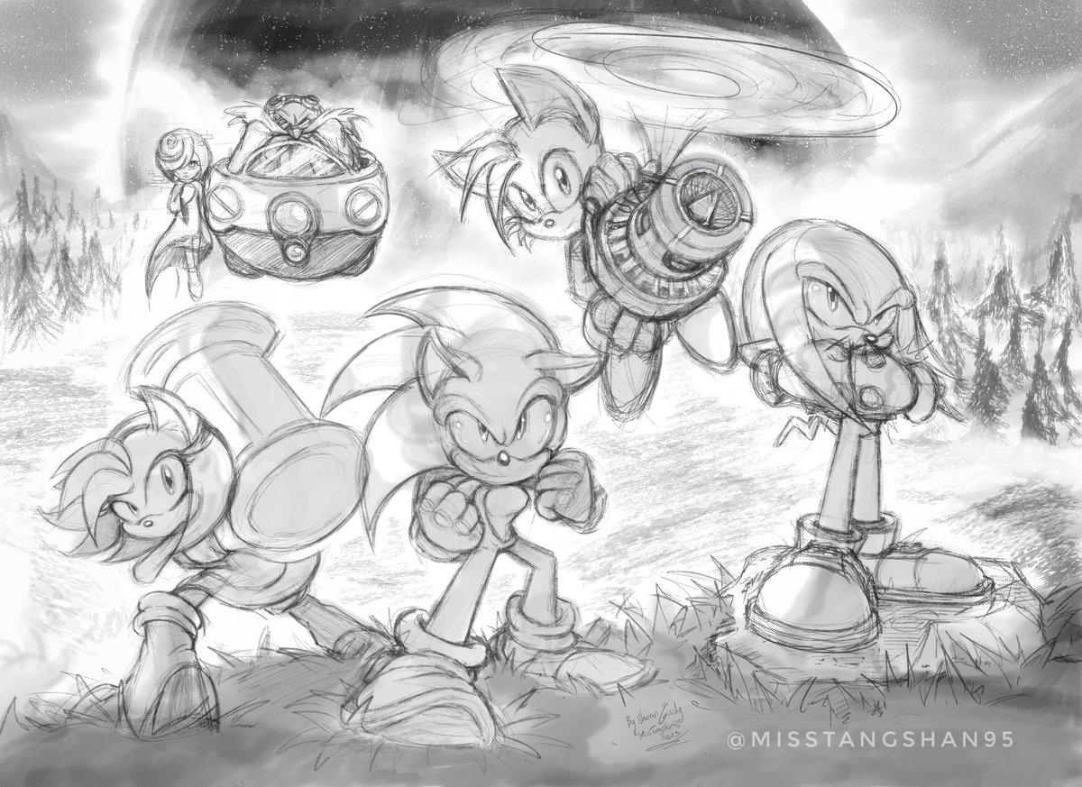 MissTangshan95's tweet image. &quot;In The End,We Triumph&quot;🌑👊

Here&apos;s my Sonic Frontiers art of all the gang ready for the big fight! 
I&apos;m so excited!! 💙✨

This is the sketch version,I will post it again soon when it&apos;s fully coloured 🎨

#SonicFrontiers #TheFinalHorizon #Update3 #sonicfanart #SonicTheHedgehog