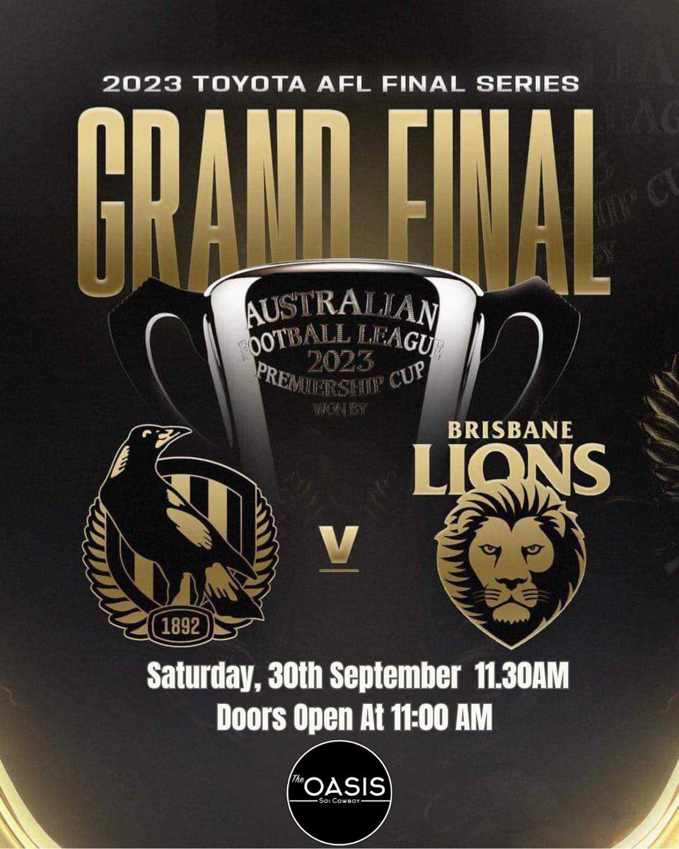 Kick off AFL Grand Final day at The Oasis with your BK Funcard in hand. Don't miss the action! 🍔🏉
Doors Open at 11:00AM