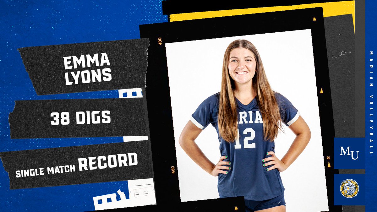 MUKnights's tweet photo. In tonight's match against IWU, Emma Lyons set an @MarianVball single match record in the modern day with a career-high 38 digs in four sets! https://t.co/68hJfYrCkQ