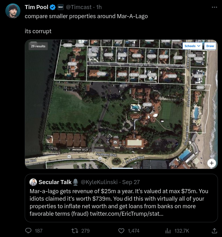 PimToolNews's tweet image. Tim Pool is currently losing his mind about Trump's businesses being found liable for fraud.

For whatever reason, his anger has been directed at @KyleKulinski (he made two full videos today calling Kyle a filthy communist). But Tim is wrong about both Kyle and the case itself.