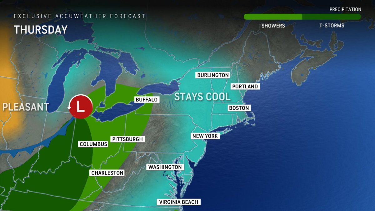 CStiverWFMZ's tweet image. High pressure to our north will keep the cool and dry air around for Thursday. Look for sun to gradually give way to some increasing clouds as the day wears on, but it will remain dry. Early morning lows in the 40s, afternoon highs in the mid 60s. #PAwx #NJwx #FeelsLikeFall