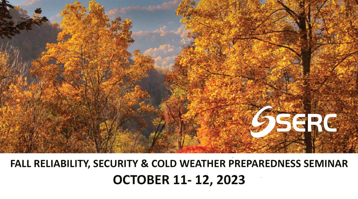 Join <a href="/SERCReliability/">SERCReliability</a> on October 11 &amp; 12 for our Fall Reliability, Security and Cold Weather Preparedness Seminar. Discussions will focus on internal controls, compliance oversight plan process, CIP-014, Winter weather standards &amp; preparation &amp; other key messages.