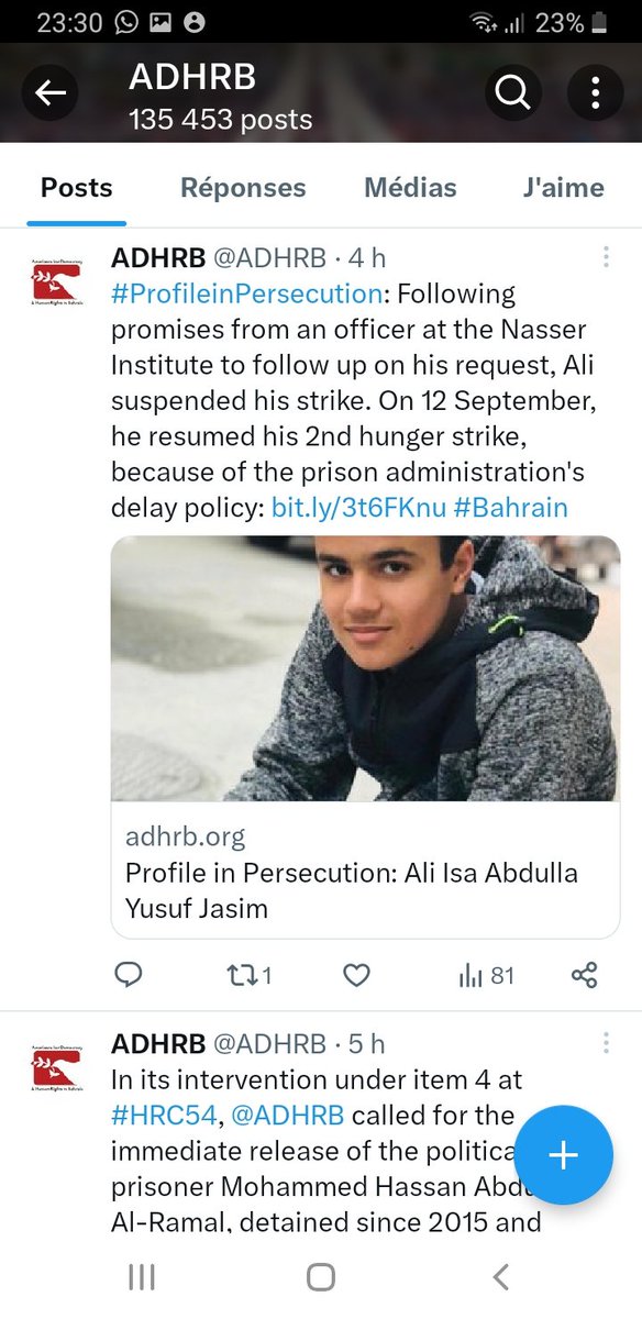 melina_nilles's tweet image. Stoppez les persécutions et détentions politiques et arbitraires au Bahreïn ! #Bahrain
#ADHRB Americans for Democracy and Human Rights in Bahrain : we stand we you! #TotalSupport
@ADHRB
@yusufAlhoori
@SAlwadaei 
@ allprisonersandfamilies 
@ allgaggedpeople x.com/ADHRB?t=z8nKuE…