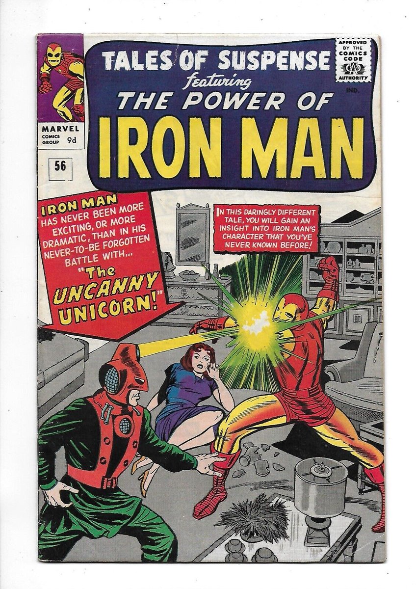 #TalesOfSuspense #IronMan #TheUnicorn #MarvelComics
My copy of TALES OF SUSPENSE #56 featuring the power of IRON MAN!  This is the first appearance of the Unicorn.  His first costume--not the best. lol. Notice that my copy is a UK edition.