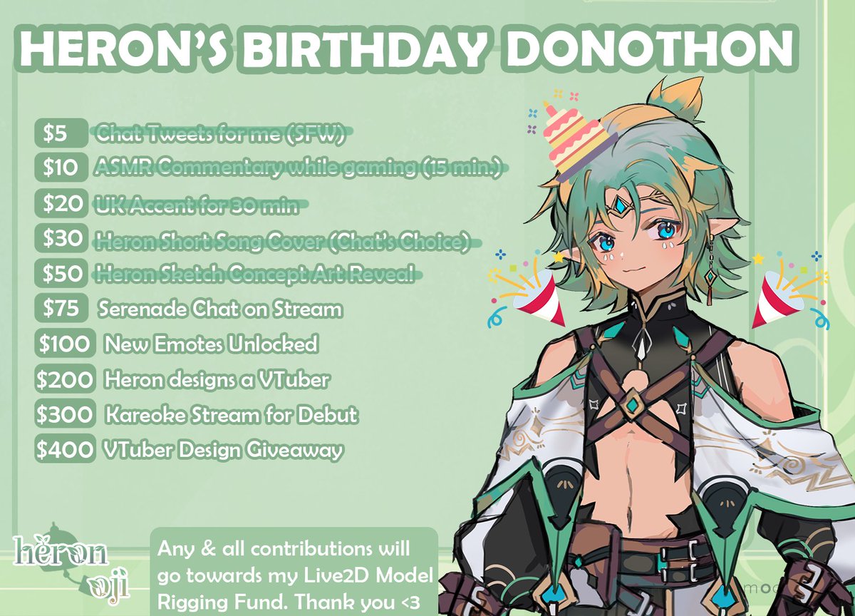 elvenheron's tweet image. #EndStream 

Thank you guys for all the birthday wishes and an amazing stream! I'm so privileged to have so many people who care about me. 💚

We smashed 4 Goals today! 🥳

 I owe yall a "Chat tweets for me" &amp;amp; "Short Song Cover of Chat's choice" haha  

Special thank you to those