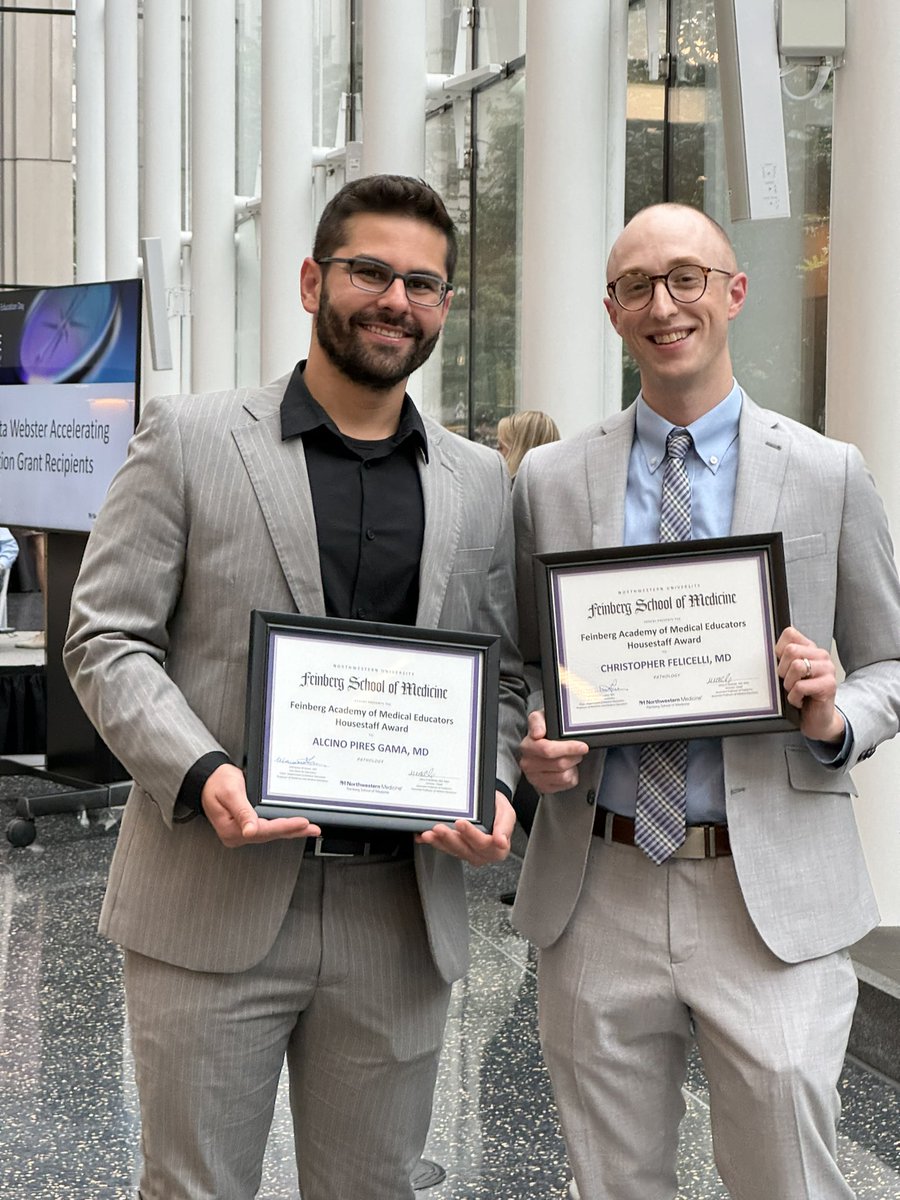 LuisBlancoJrMD's tweet photo. 💜 is full with #PurplePride. @NU_Pathology residents @AlcinoGama &amp; @FeliPathMD were recognized for their innovative work in #SurgicalPathology training at @NUFeinbergMed Education Day! @NU_FAME @McGawGME @DanielJBrat @NayarRitu @novo_pathology @bonnie_choy https://t.co/1MfLWfmiMQ