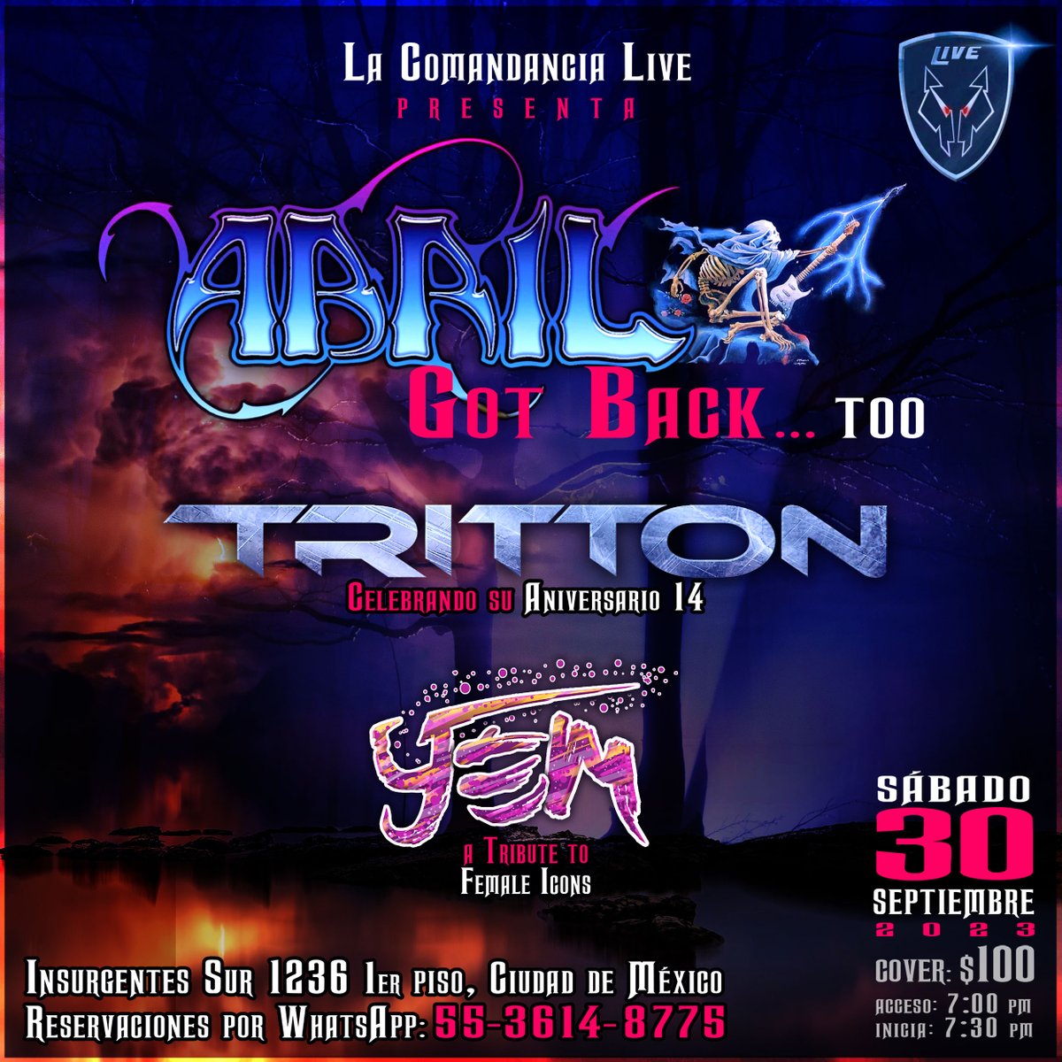 Rockers, los esperamos este sábado 30 en <a href="/ComandanciaLive/">Comandancia Live</a> para celebrar nuestro 14 Aniversario. La cita es a la 7 PM. Compartiremos escenario con #ABRIL y #YEM 

Más info: fb.me/e/fYPMWiEg8