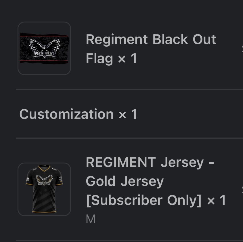 Ordered the new gold jersey and the black out flag, can’t wait to get it. <a href="/RegimentGG/">REGIMENT 🇺🇸</a>