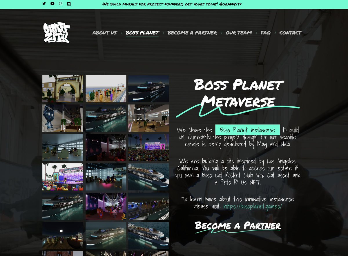 At our <a href="/Graffzity/">Graffzity | Pets R' Us</a> website we built a special page to shout out our favorite #metaverse in the #web3 world. Boss Planet! We're actively building and you can see images on the site. Come visit! graffzity.com #CNFTCommunity #NFTs <a href="/BossCatRC/">Boss Cat Rocket Club</a> 🐈