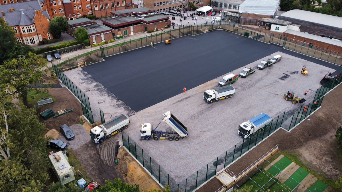 Big progress on the artificial football & rugby pitch @Wimb_Coll with the porous macadam base being laid. Just the retractable floodlights, world rugby compliant synthetic grass system & sports equipment to go before this wonderful facility can be handed back to the client 🏉⚽️