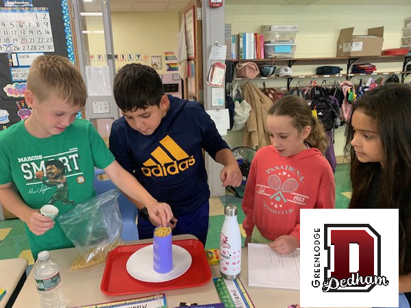DedhamSchools's tweet photo. Greenlodge 5th graders filling cylinders with macaroni to help learn, visualize and understand volume. 
#dpsgreenlodge #DPSSchoolDaySnapshots
#dedhamexcellence https://t.co/PfqVRfftSY