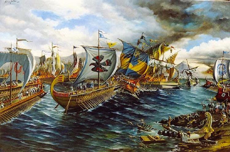 ~29 Sept 480 BC: The #Greek fleet under #Themistocles defeats the #Persian #fleet under #Xerxes I at the Battle of #Salamis. The battle occurred just a few weeks after the famous Battle of #Thermopylae. #history #OnThisDay #ad amzn.to/335QdA7