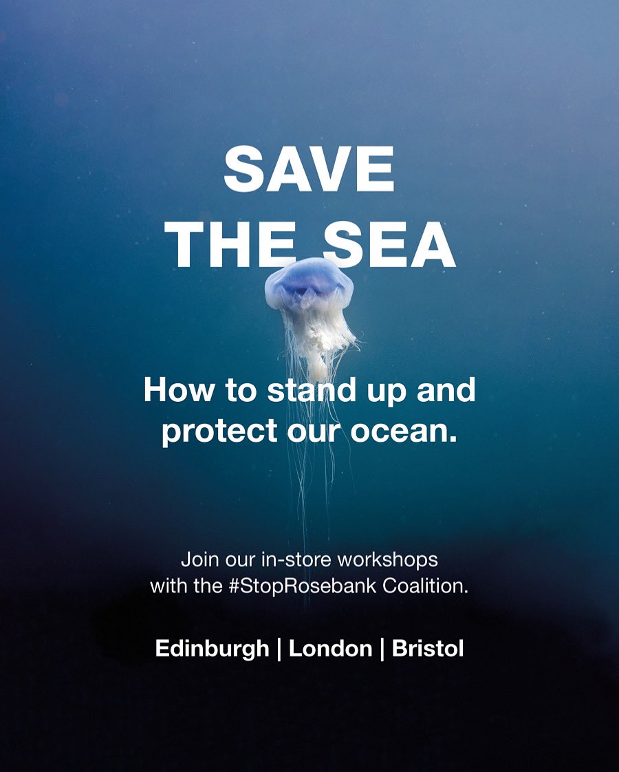 Edinburgh, Bristol & London. Join us in our stores tomorrow to learn about how to stand up and protect our ocean. Led by the #StopRosebank coalition. finisterre.com/pages/finister…
