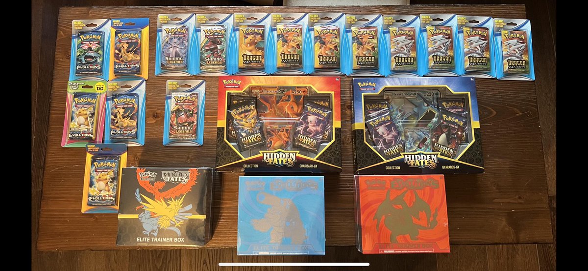 BigfootCardCo's tweet photo. Sealed Pokemon Sale!
Charizard box $75
Guardian box -$70
Fates ETB $165
Evolutions charizard $200
Blastoise box $185
Shining legends $35 ea 
majesty charizard $45 Dragonite $45
Reshiram $40
Evolutions - dm for each
@TattooedBST, @CardboardBanger,
@FTC_MARKET,  @HobbyRetweet https://t.co/Bx2Axi14Ui