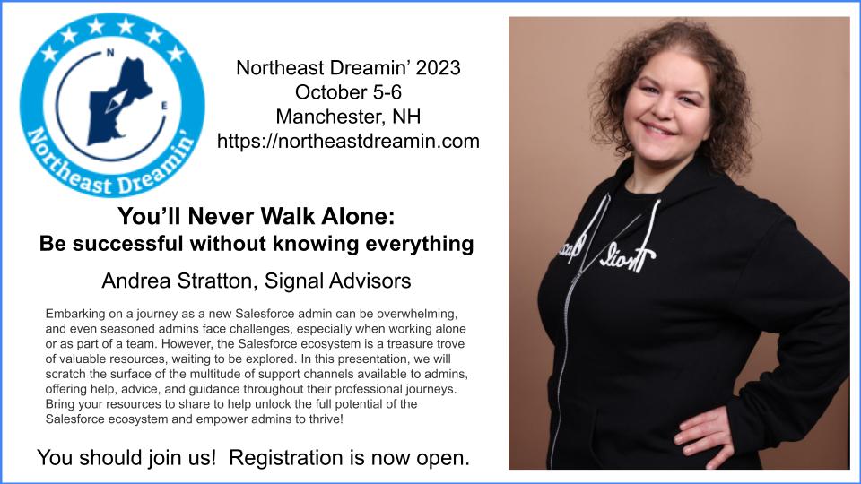 Andrea Stratton (@andrea_beth11) on Twitter photo Looking forward to speaking at <a href="/NEDreamin/">Northeast Dreamin'</a> next week. No one can know everything, so come learn about some resources that have helped me know š§ more than I did. Registration is still open! š (I hear the food is on point & there will be swag) #NED2023 northeastdreamin.com/register/ Looking forward to speaking at <a href="/NEDreamin/">Northeast Dreamin'</a> next week. No one can know everything, so come learn about some resources that have helped me know š§ more than I did. Registration is still open! š (I hear the food is on point & there will be swag) #NED2023 northeastdreamin.com/register/