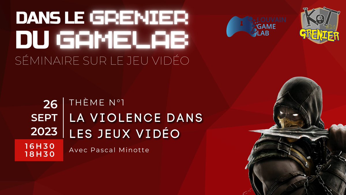 Le replay Dans le Grenier du GameLab saison 2023-2024(@ LouvainGameLab @ GrenierKot) consacré à la violence dans les jeux vidéo. L'intervention et le débat passionnant avec @ Pascal_Minotte (merci !!!) tphilippette.odoo.com/r/6d6 et sur notre site 🤟