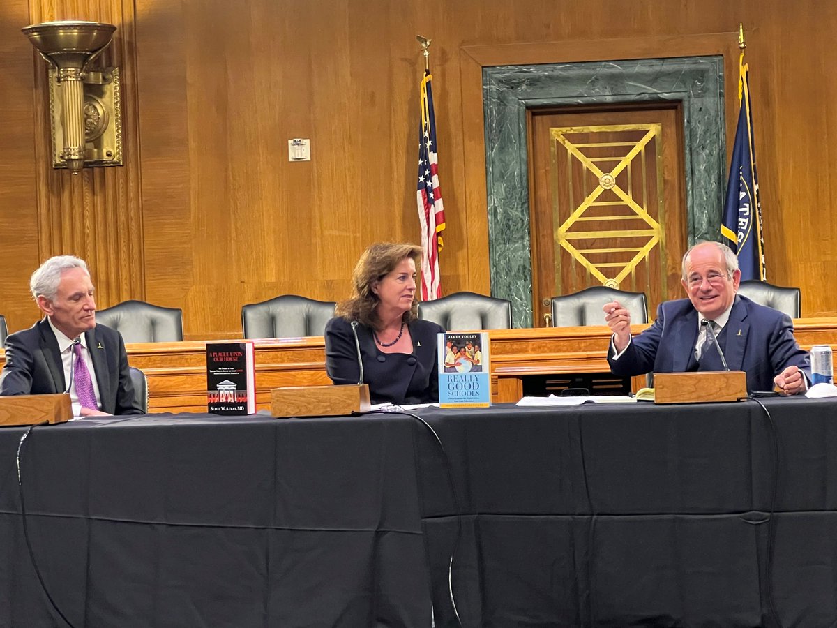 IndependentInst's tweet photo. "We need to get away from the government co-parenting our children." @james_tooley, author of Really Good Schools, explains that there are strong alternatives to public school education. #IIEvents https://t.co/sTmfvKafMJ