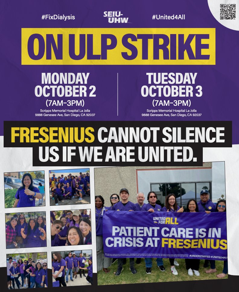 If President Biden can join a #strike line, so can our local electeds!! Looking forward to seeing support next Monday and Tuesday (OCT 2-3) in #SanDiego for #DialysisWorkers standing #United4All