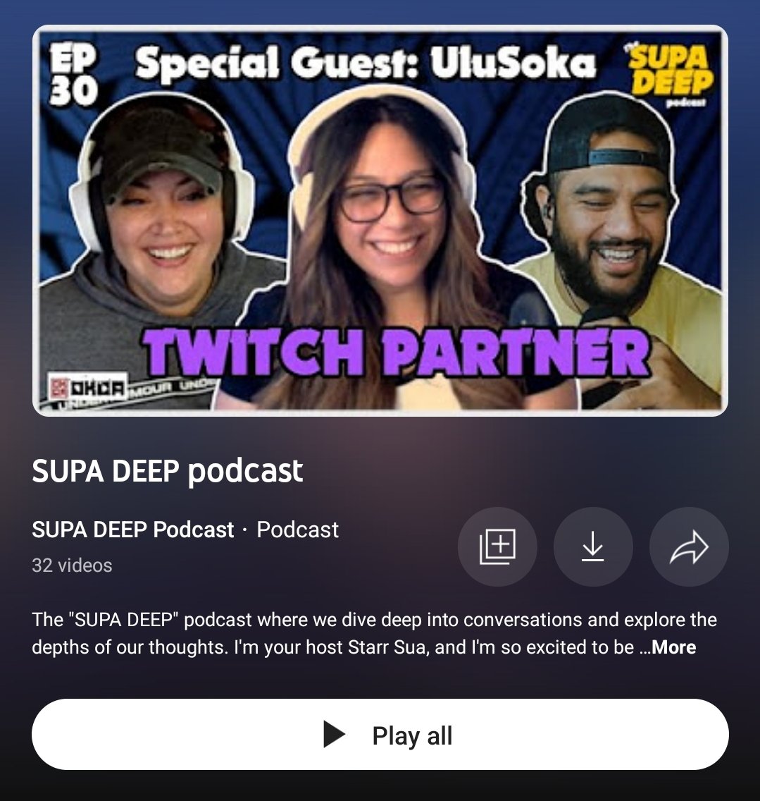#TwitchPartner @ulusoka joins the podcast and shares her story! Check out the episode *LINK IN BIO* #supadeeppod #podcast #youtubepodcast #spotifypodcast #twitch #gamer #streaner #twitchstreamer #ulusoka  #polynesian #hawaiian #samoan #pacificislanders