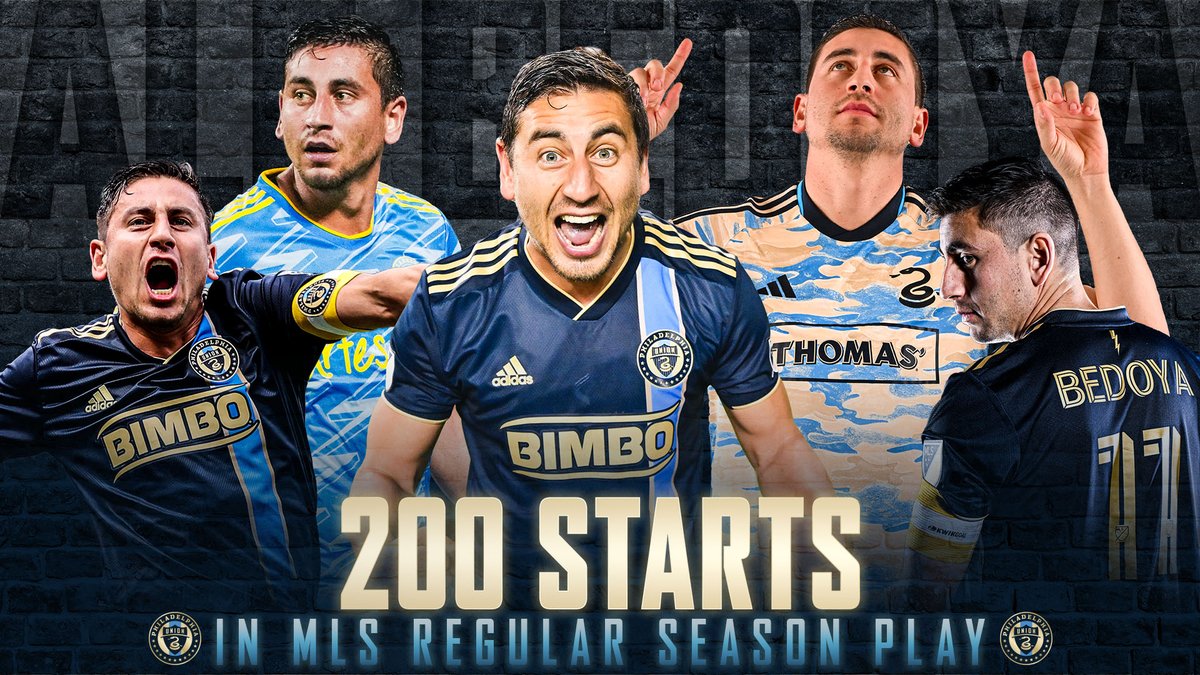 PhilaUnion's tweet photo. 1' | Captain @AleBedoya17 earns his 200th @MLS regular season start tonight! 🫡
Watch free with #MLSSeasonPass on @AppleTV: https://t.co/3MCjL8CbXx
#DOOP | #PHIvDAL https://t.co/DOsdpG5hMY