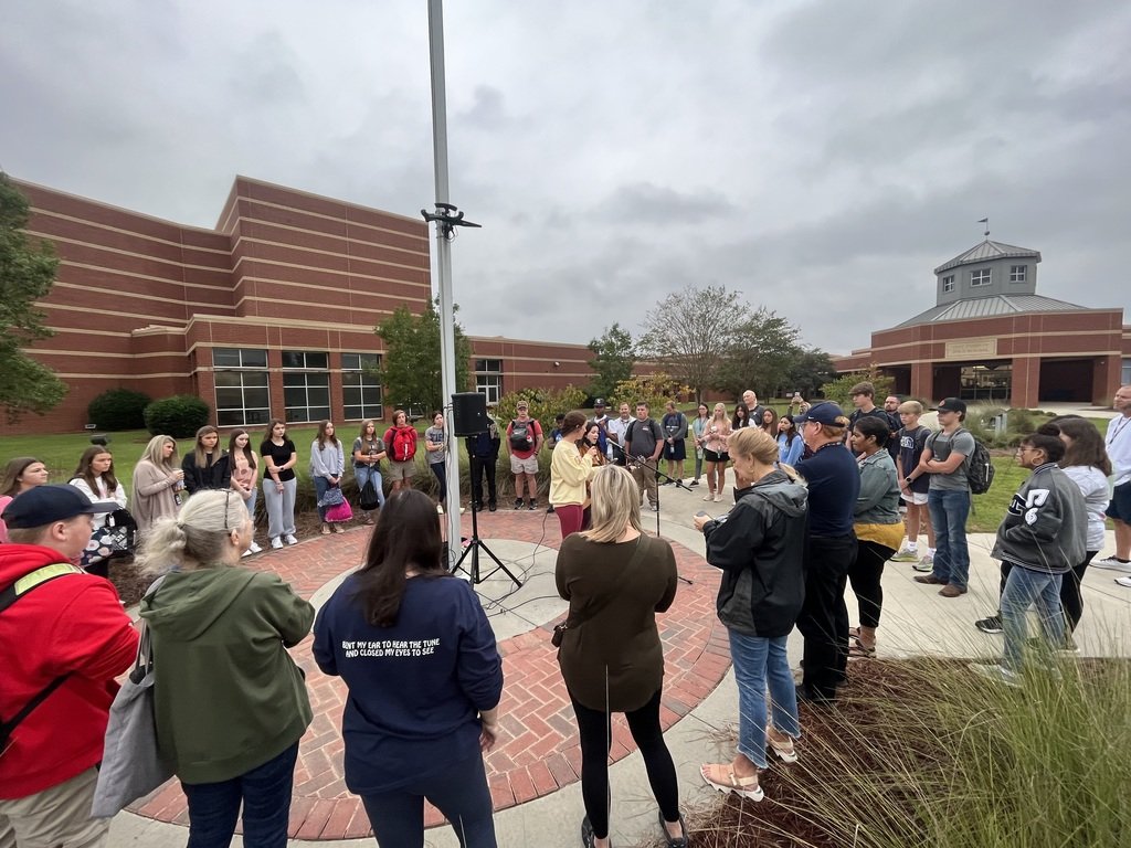 TCHSBlueDevils's tweet photo. FCA, Fellowship of Christian Athletes, participated in See You at the Pole 2023 this morning. They had their largest group to date! FCA invites all to attend each Tuesday morning at 8:00 a.m. #BTTY #4theT https://t.co/bAtR53vOJS
