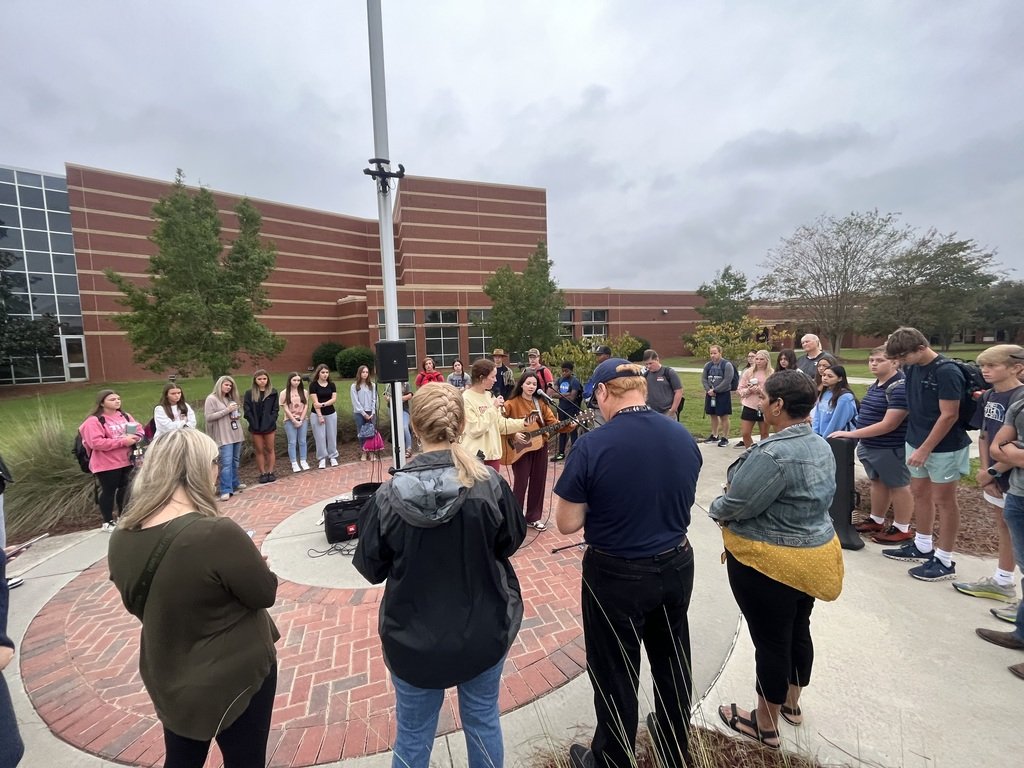 TCHSBlueDevils's tweet photo. FCA, Fellowship of Christian Athletes, participated in See You at the Pole 2023 this morning. They had their largest group to date! FCA invites all to attend each Tuesday morning at 8:00 a.m. #BTTY #4theT https://t.co/bAtR53vOJS