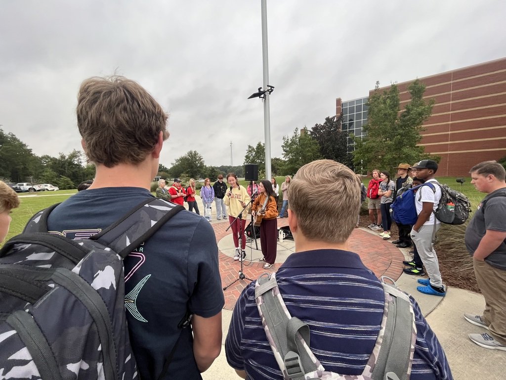 TCHSBlueDevils's tweet photo. FCA, Fellowship of Christian Athletes, participated in See You at the Pole 2023 this morning. They had their largest group to date! FCA invites all to attend each Tuesday morning at 8:00 a.m. #BTTY #4theT https://t.co/bAtR53vOJS