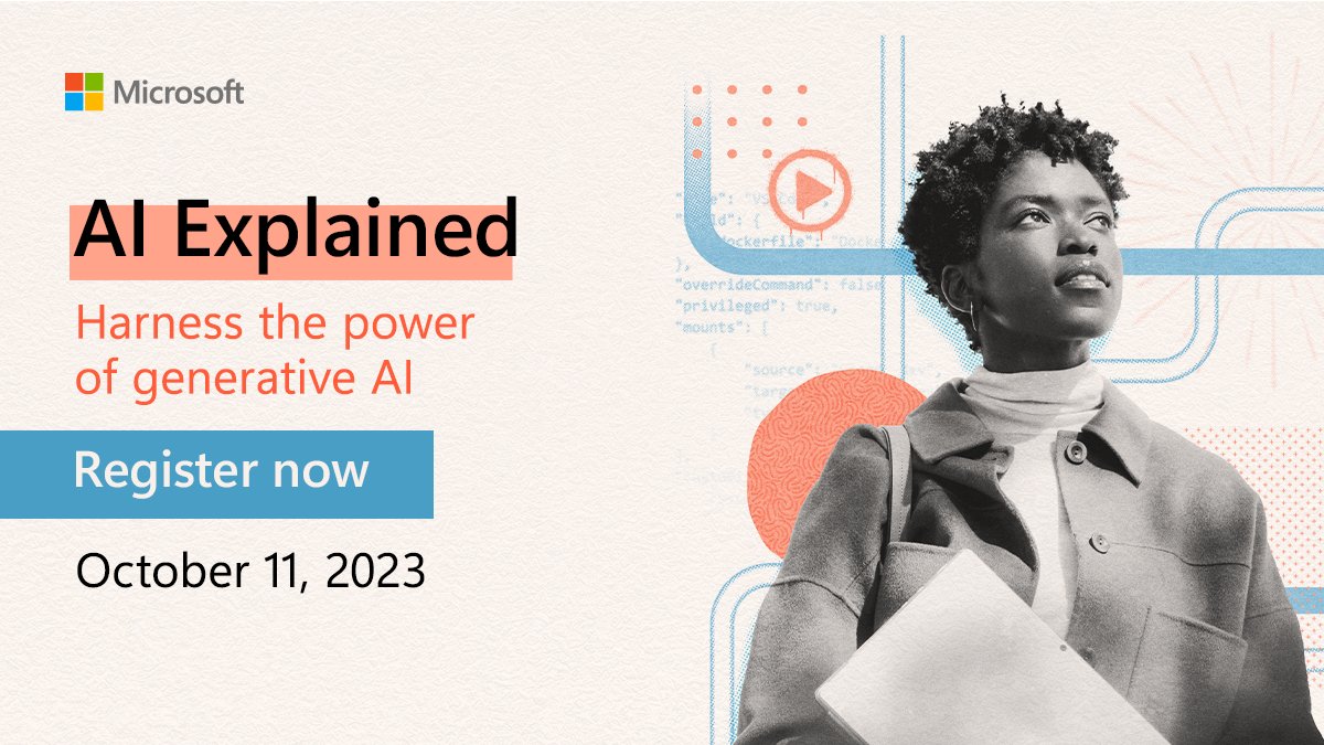 🤖 Want to unlock new career opportunities with AI skills? Join @Microsoft's AI Explained virtual event! 🚀 Explore generative AI, discover real-world applications, and access FREE tools and training. Register now: aka.ms/AI_Explained_1… #AIExplained #CareerBoost #AI 🌐
