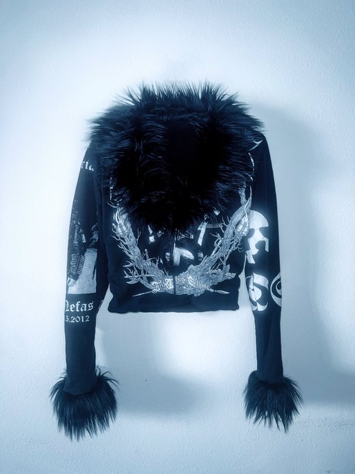 Made this jacket and skirt from different t-shirts. Added fur and rhinestones for the finished details