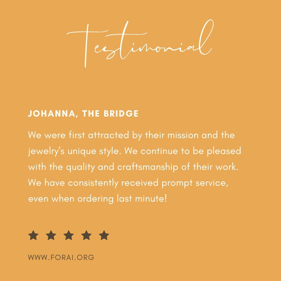 At Forai, we believe in creating timeless jewelry that is both beautiful and practical. We are thrilled that our customers enjoy the quality and craftsmanship of our pieces year after year.
.
.
#ForaiJewelry #UniqueStyle #CustomerSatisfaction #EmpowerRefugeeArtisans