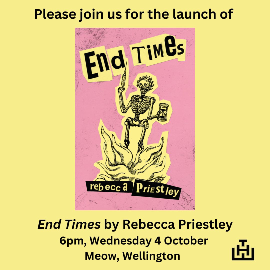 We're launching @RKPriestley's brilliant book END TIMES next week, Wednesday 6pm at Meow, and you all should come. Jonathan King's band will be playing, Good Books will be selling books, and Rebecca's BFF Maz will be launching. 💛