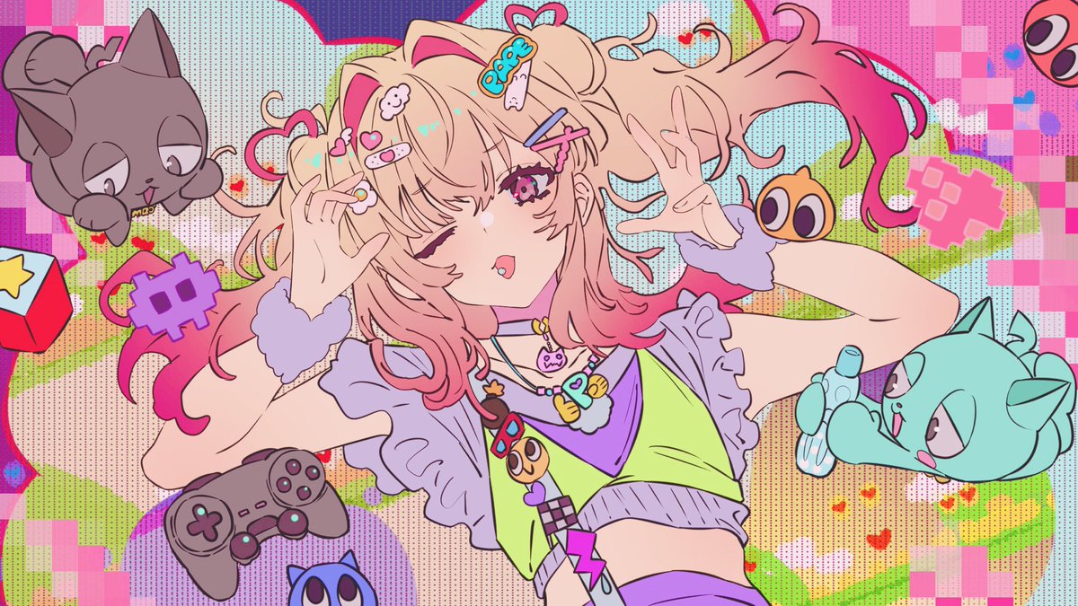 「まお猫さんの「エイトビットガール」でイラストとタイトルロゴを担当させて頂きました」|hmngのイラスト