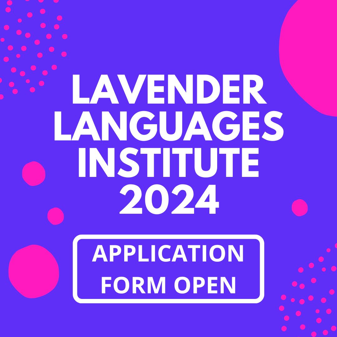 🎉  Exciting News! The Summer 2024 Lavender Languages Institute Application is now OPEN! Get ready for an unforgettable linguistic journey with our wonderful faculty. 🔗 Ready to apply? Follow the link: forms.gle/wMsEqnGw9rx4Ee…

📆 Save the date June 10th-20th, 2024